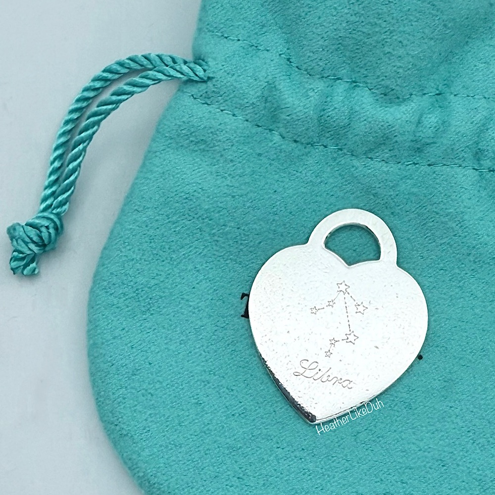 SOLD Tiffany & Co. LARGE Custom Sterling Silver Libra Heart Tag Charm Pendant ♎️